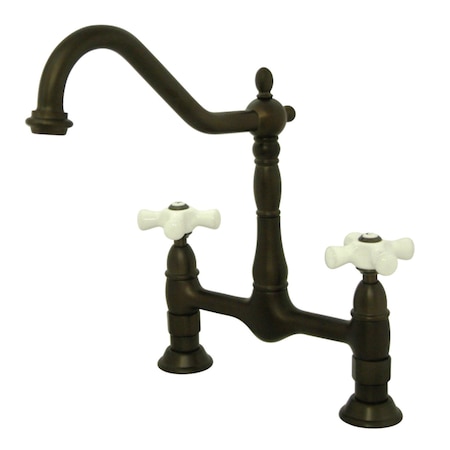 Kingston Brass KS1175PX Heritage Bridge Kitchen Faucet, Oil Rubbed Bronze KS1175PX